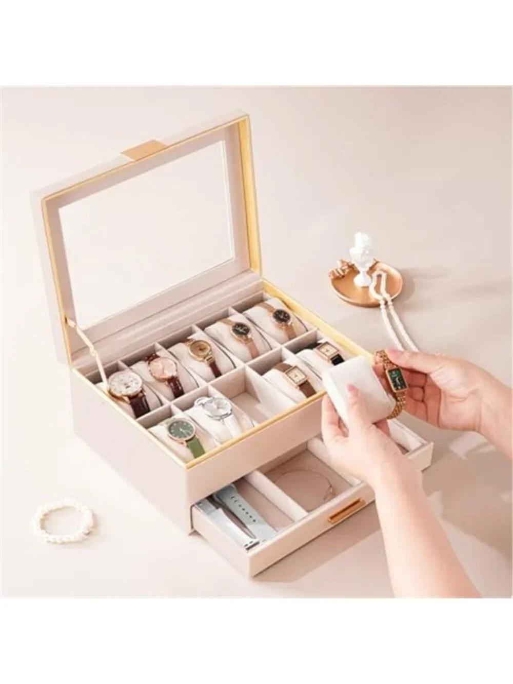 Watch Case for Women, Valentine Gifts, 10 Slot Watch Display Case